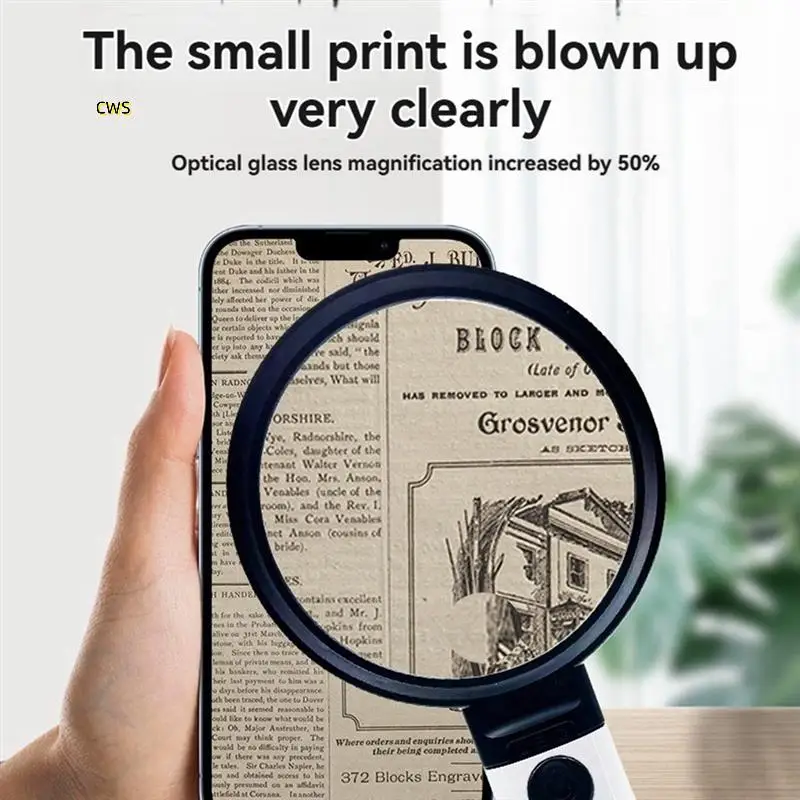 

30X 10X Handheld Lighted Magnifying Glass With 12 LED Lightilluminated Large Magnifier Magnifier Loupe For Reading