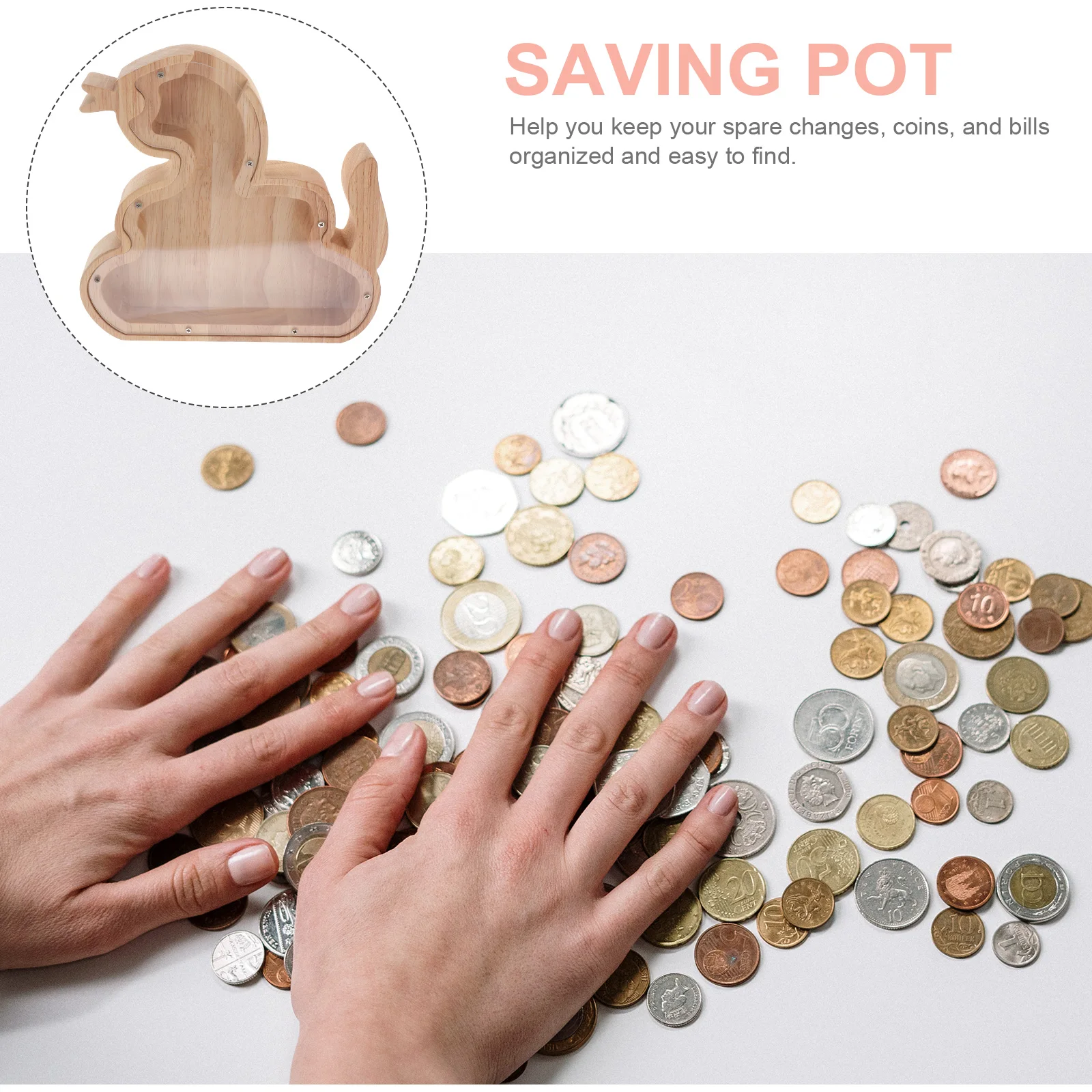 Wooden Dragon Shape Piggy Bank Kids Clear Coin Bank Boys Money Saving Box Animal Design Wooden Piggy Banks for Kids