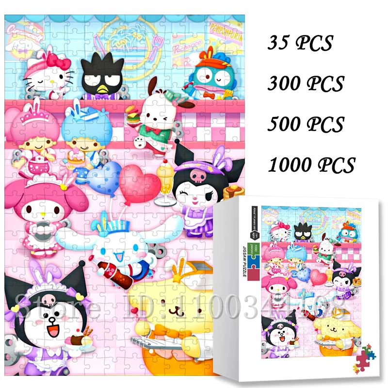 

Sanrios Kawaii головоломки Детские интеллектуальные игры игрушки Cinnamoroll Kuromi Littletwinstars Мультяшные головоломки ручной работы хобби