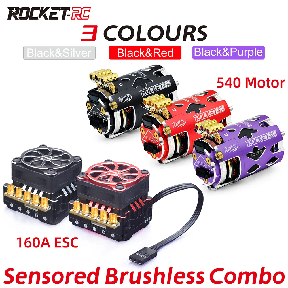 Surpass Hobby Rocket-RC Sensored Brushless Motor ESC 160A Combo 1/10 For Thunder 540 scale RC Drift Car Truck Traxxas Trx4 Toys