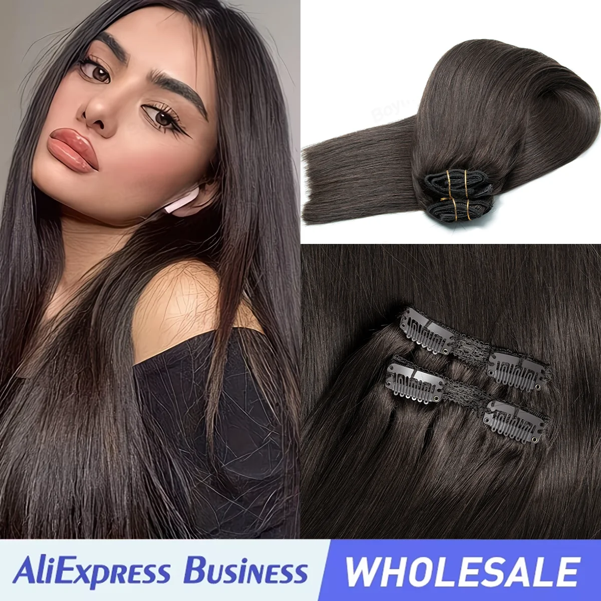 240G High Quality Clip in Hair Extension Human Hair Machine Remy Full Head Natural Clip in Hair Extensions 6PCS Wholesale