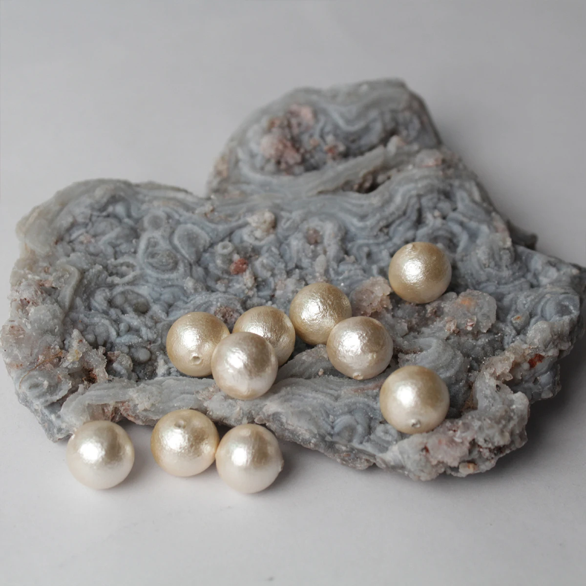 Wrinkled Cotton Pearls, Dull Finish Loose Beads with Full/Half Holes, Practical Ornaments for Handcrafting  Earrings & Jewelry