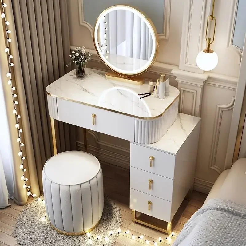 

White Gold Dressing Table Container Drawer Multifunctional Comfortable Dresser Makeup Stand Schminktisch Bedroom Furniture