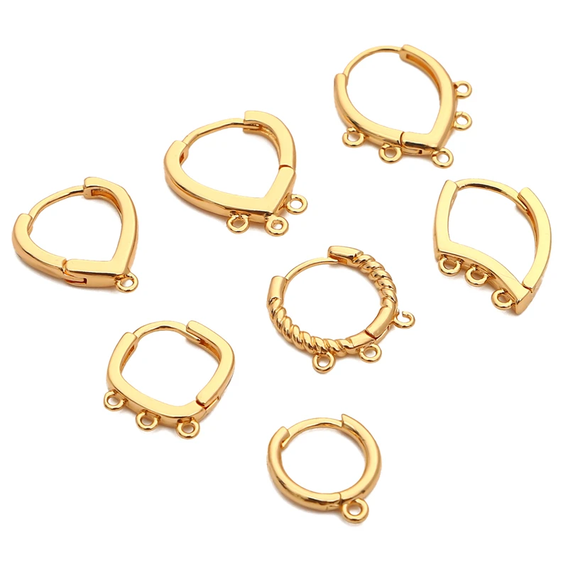 1Pair Wholesale Hoop Earrings Hooks Copper Earring Clasp Settings Base Components For Jewelry Making DIY Tassel Earring Supplies