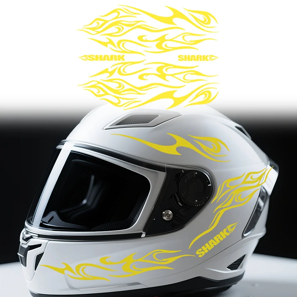 1 Juego de pegatinas impermeables de PVC con diseño de llamas multicolor para decoración de casco de motocicleta, coche y bicicleta