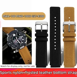 For Casio GST-B300 MWA-100H MWD-100H watch band Men raised nylon strap GSTB300 replacement canvas strap accessory 20mm wristband