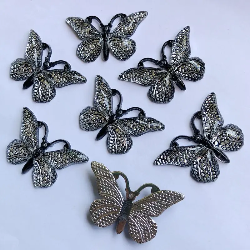 23*38mm 10pcs Colorful butterfly With hole Flat back Rhinestone and Appliques DIY Wedding decoration scrapbook Accessories -B27