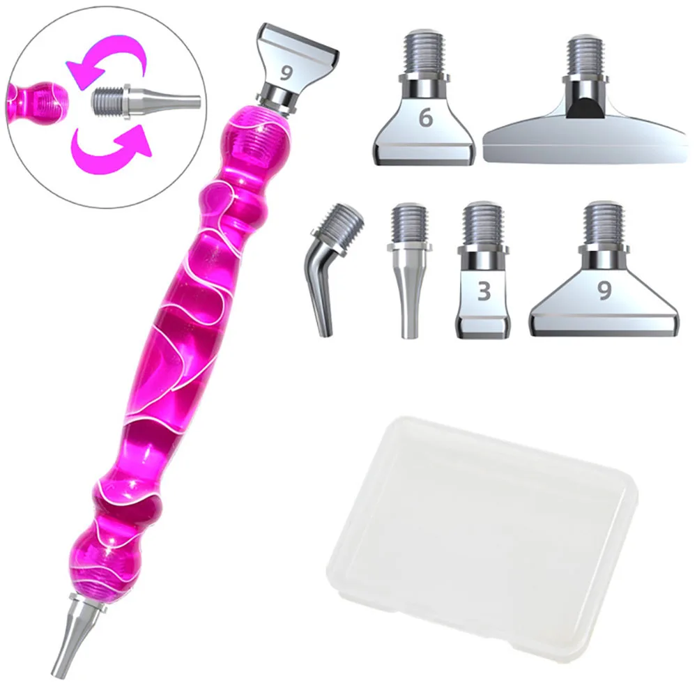 Resin Diamond Paint Brush Kit with 6 Interchangeable Tips, DIY 5D Diamond Art Tool Set - Multifunctional Accessory
