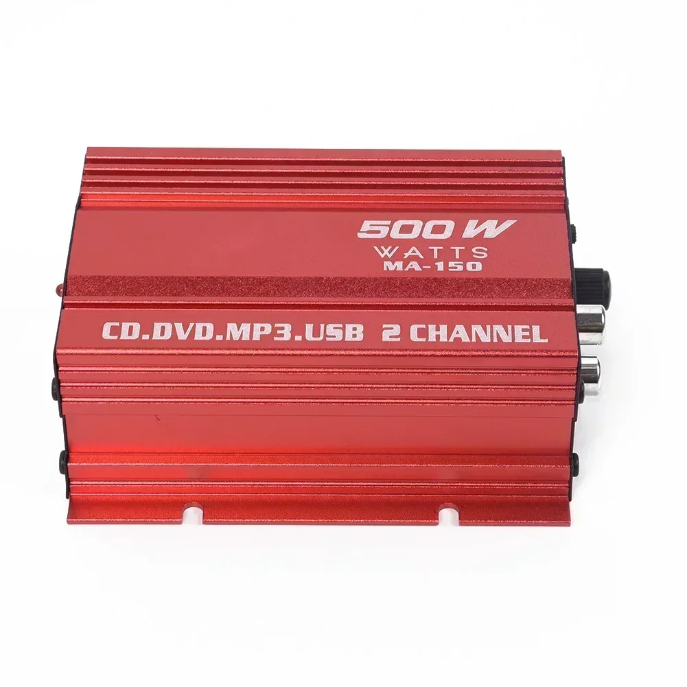 12V Cable 500W Audio Amplifier 2 Channels Mini Hi-Fi Stereo Amplifier Amp Subwoofer USB Port Mp3 Aluminum Alloy