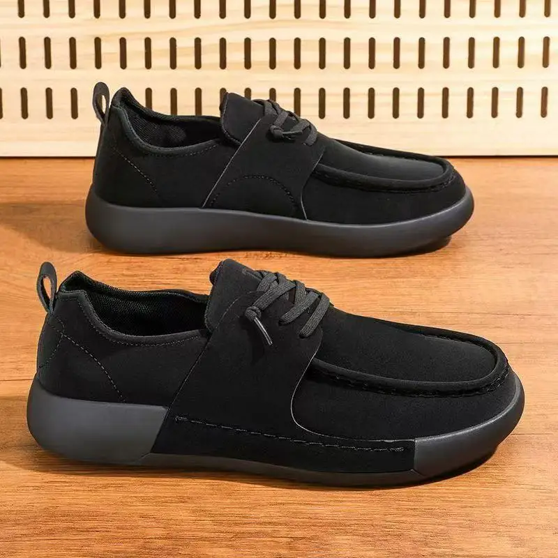 Men's Spring Sports Shoes Trendy Versatile Low-Top Soft-Sole Lace-Up Round-Toe Casual Board Shoes
