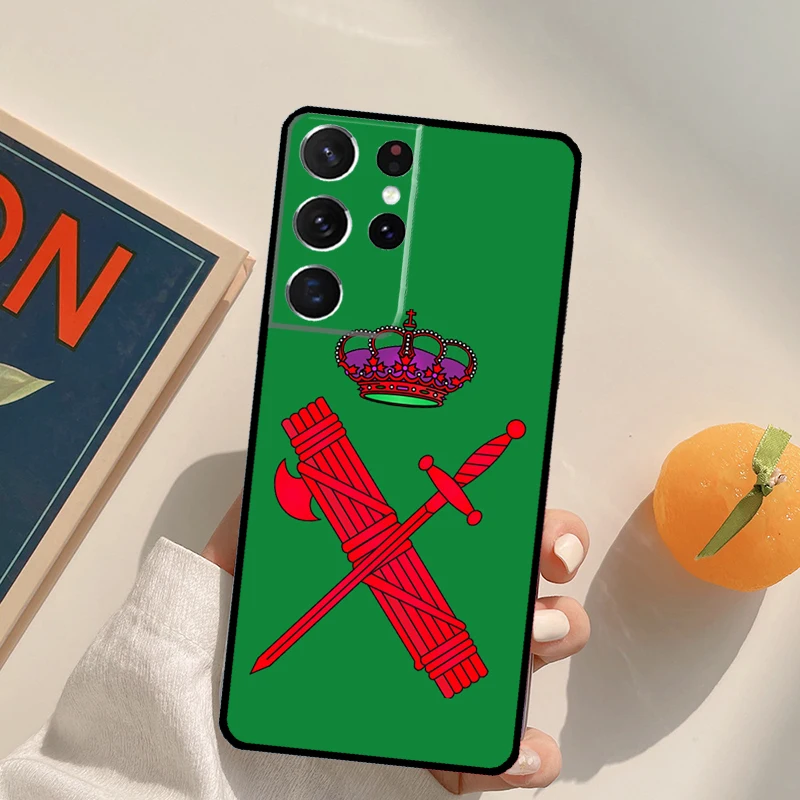 شعار الحرس المدني الاسباني قضية الهاتف لسامسونج غالاكسي S22 S23 S21 S20 FE الترا S8 S9 S10 زائد نوت 10 20 الترا الغلاف