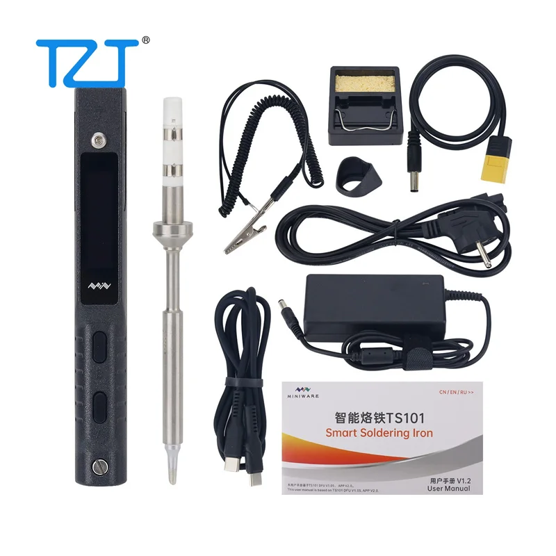 TZT TS101 90W Mini Soldering Iron Electric Soldering Iron with XT60 Cable Power Adapter and TS-BC2/TS-B2/TS-I/TS-K/TS-C4 Tip