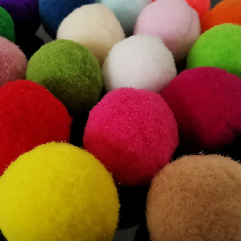 30pcs 3cm Colorful Cat Toy Balls Soft Kitten Pom Pom Toys Lightweight for Indoor Cats Interactive Playing Quiet Ball