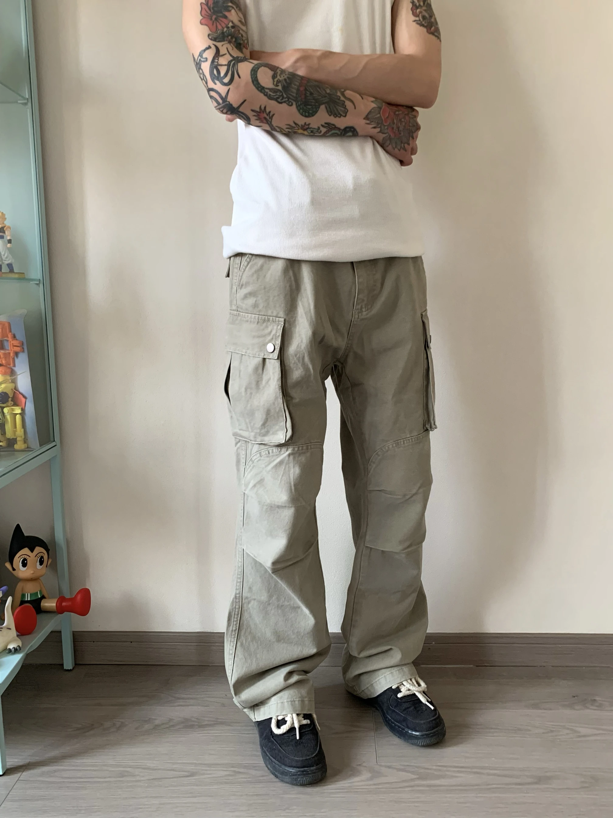 

Новые американские ретро-брюки свободного кроя с плиссировкой, прямые, повседневные, рабочие, универсальные, летние, молодежные, однотонные