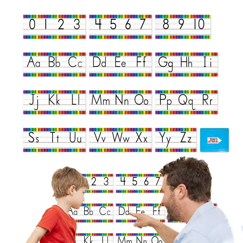 

Alphabet Bulletin Cards Number Posters Board Display Set Alphabet Wall Decorations Early Learning Alphabet Cards Interactive