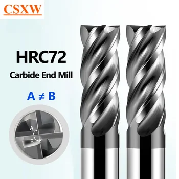 Fresa de extremo de carburo CNC HRC72, cortador de tungsteno de alta dureza, broca enrutadora cuadrada de acero metálico de 4 flautas, herramienta de mecanizado de vástago 6 8 12 1416 20