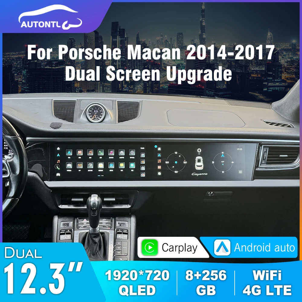 

NaviHua 12.3 Inch Dual Screen Android Car Radio For Porsche Macan 2014 2017 Automotive GPS Navigation Carplay Head Unit Monitor
