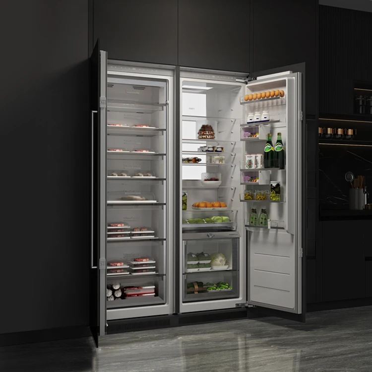 عاكس ثلاجة من المباشر إلى الباب، تبريد هواء كامل، خالي من الصقيع، مخصص مدمج، رفيع للغاية، ذو سعة كبيرة