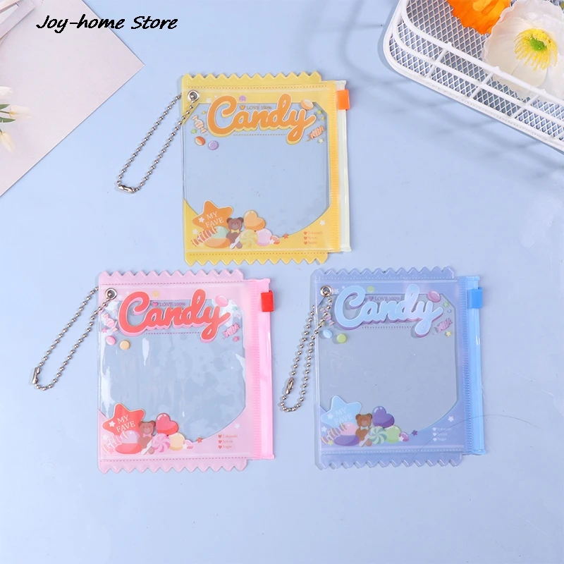 Cartoon Transparent PVC Dustproof Storage Bags Doll Display Bag With Keyring Mini Mystery Box Dolls Organizer Pouches