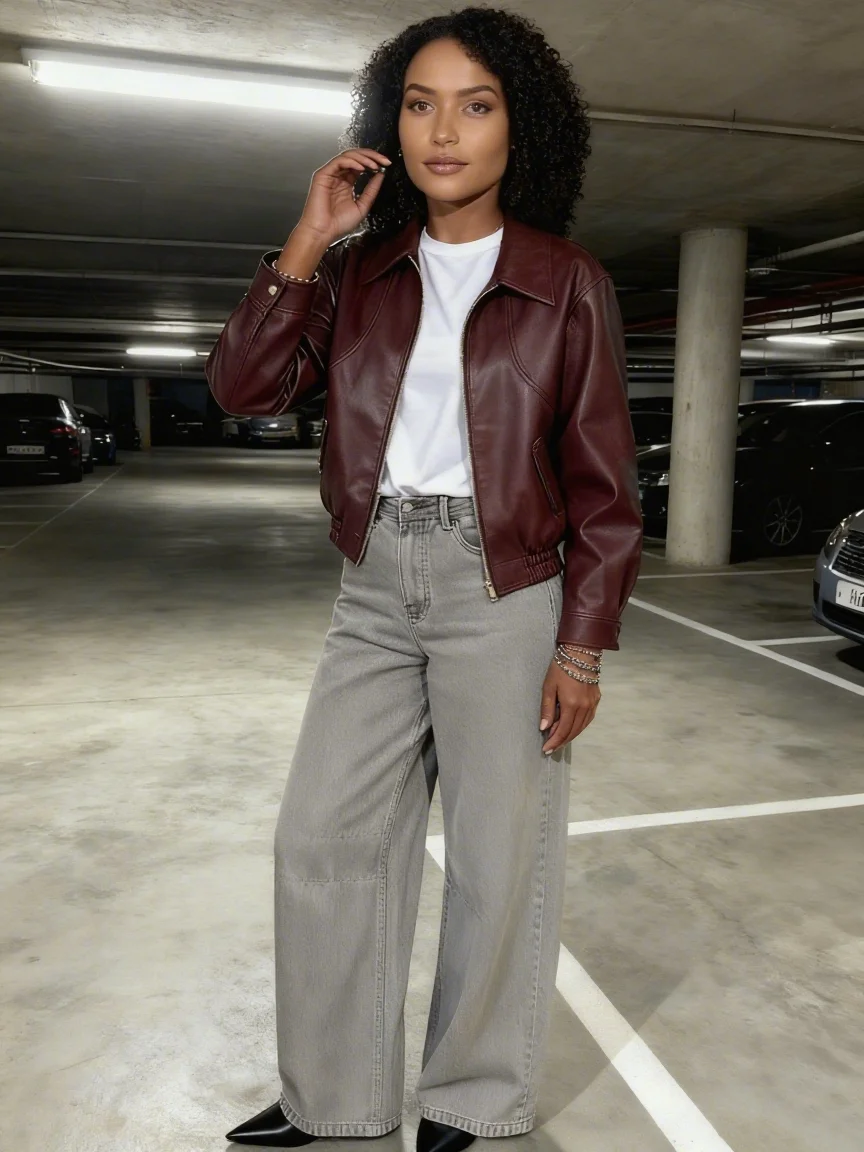 Jaket Crop SIsterlinda PU Wanita Tren Musim Gugur Gothic Punk Elegan Ritsleting Pinggang Lengan Panjang Kasual Streetwear Mantel Klasik Sederhana