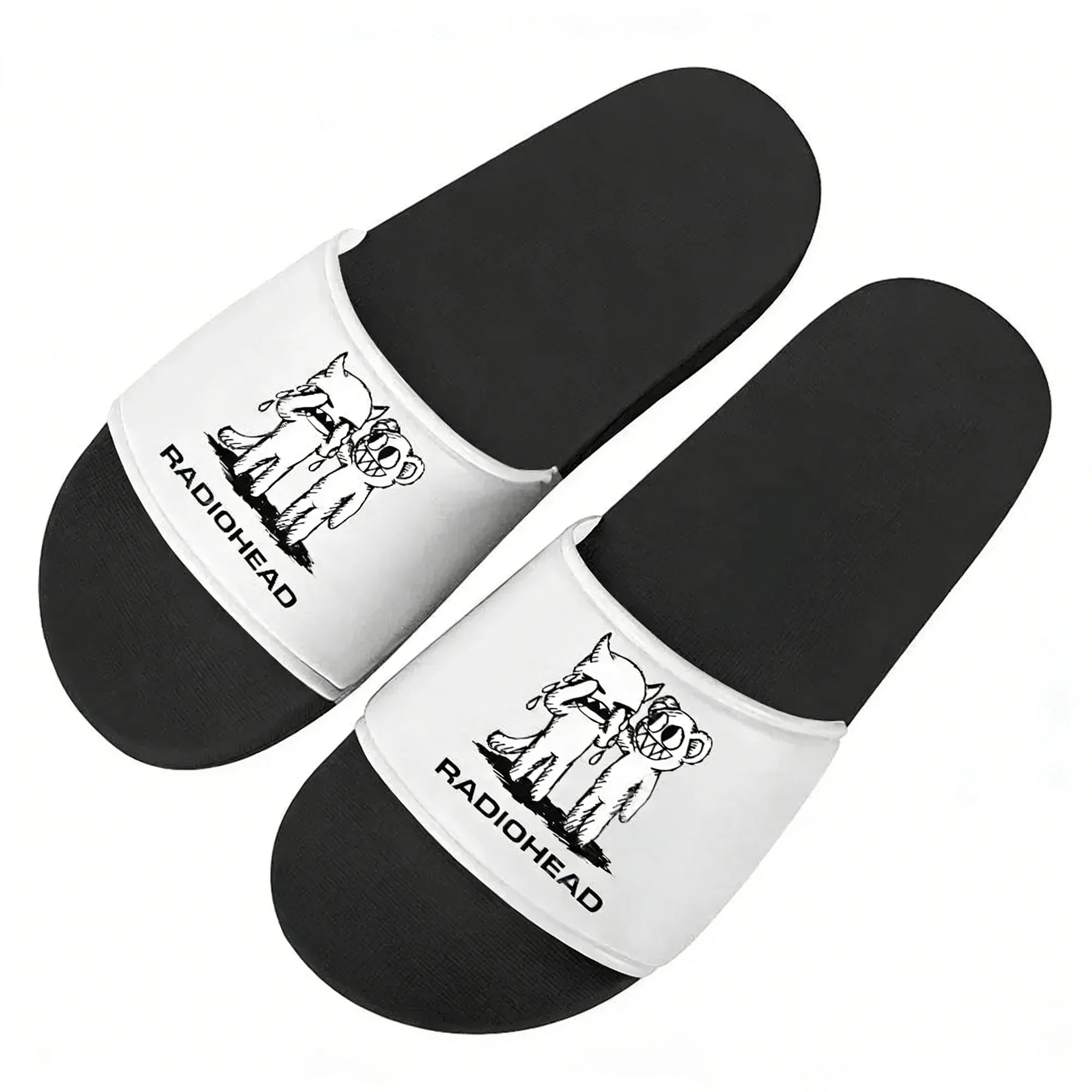 Radiohead Rock Band Sandals Home Slippers Water Shoes Mens Womens Sandal Bathroom Beach Pool Customized Summer Slippers Black