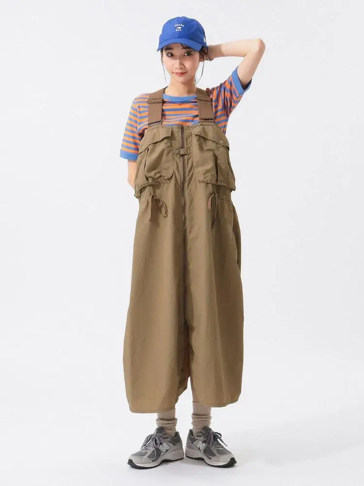 

Casual Workwear Multi-ket Vintage Cargo Overalls Boy Collab Spring Summer New Arrival Women's A-Line Midi Skirt Dr