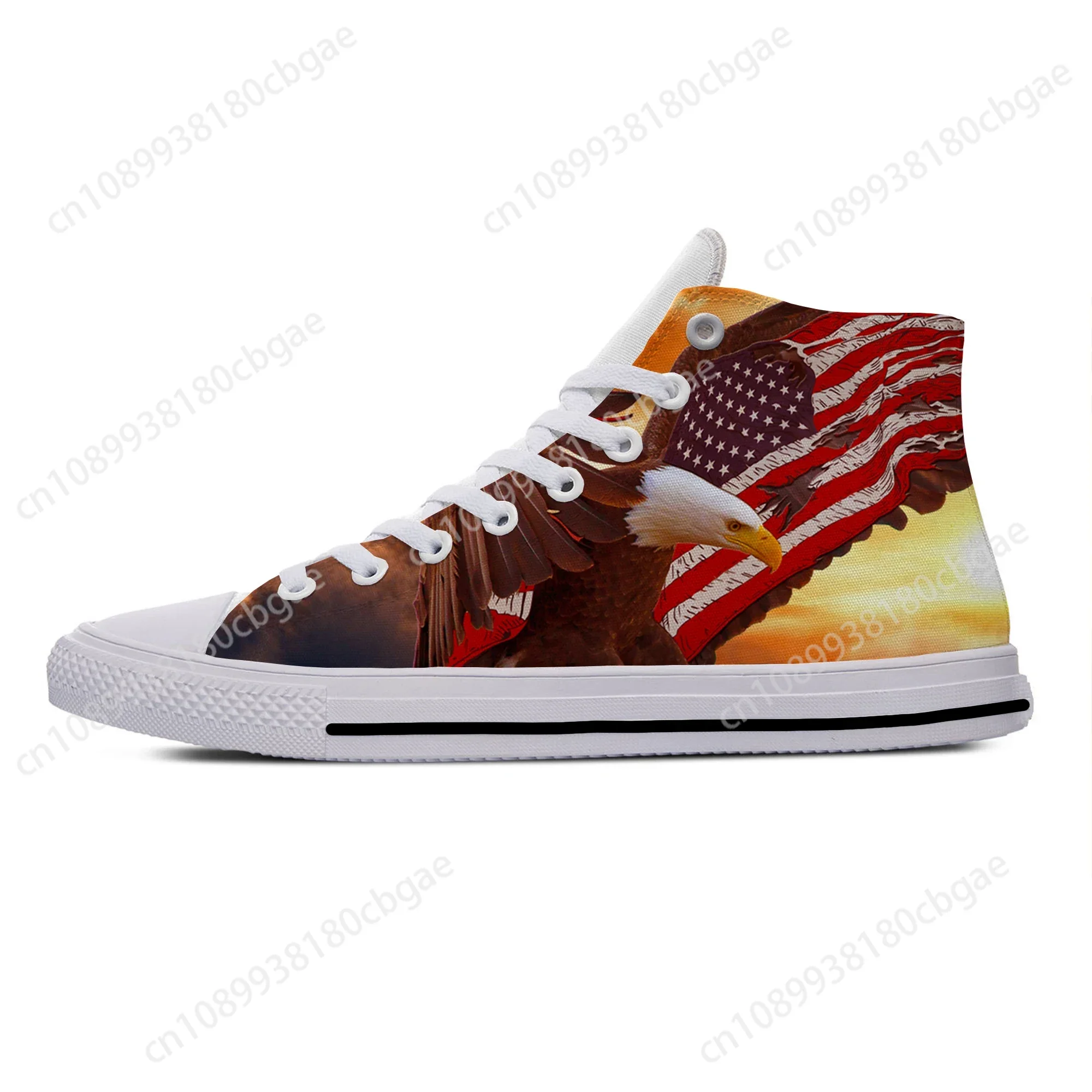 2022 USA US American America Flag Eagle Patriotic Casual Cloth Shoes High Top Lightweight Breathable 3D Print Men women Sneakers