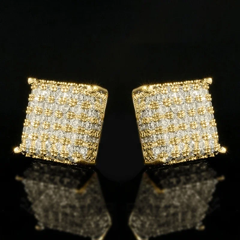 DUTRIEUX Stud Earrings Classic Square Shaped Ear Stud Piercing Sparkling Cubic Zirconia Women Men Daily Wearable Jewelry Gifts