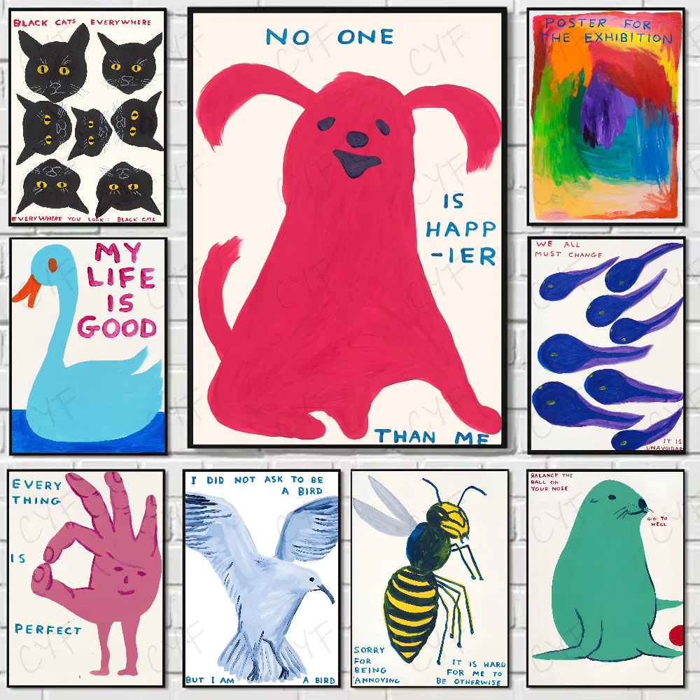David Shrigley Artwork Poster HD art sticky wall waterproof home living room bedroom bar aesthetic decoration