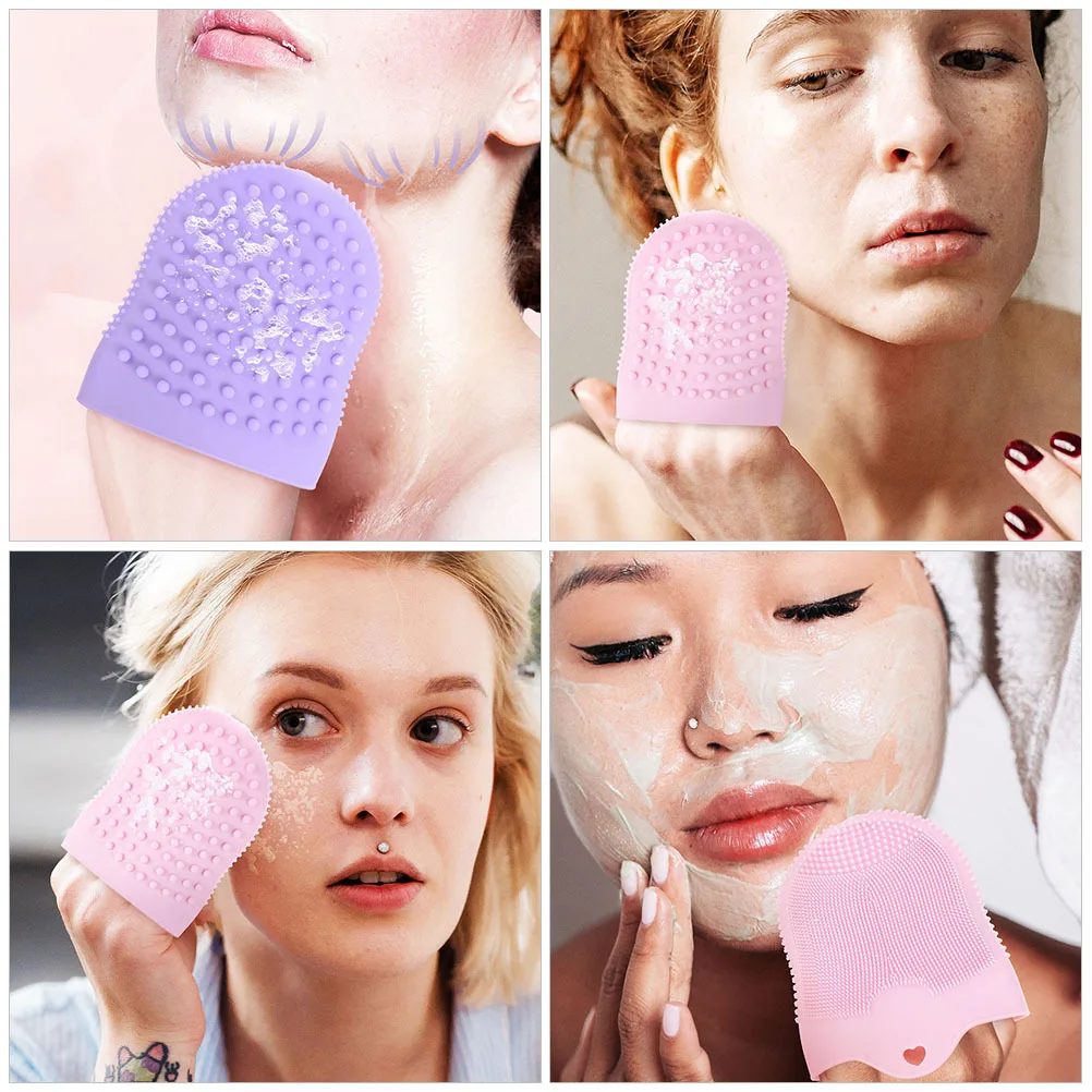 

2Pcs Silicone Face Wash Brush Manual Exfoliating Tool for Women Daily Skin Care and Travel Silicone Facial Cleansing Brush