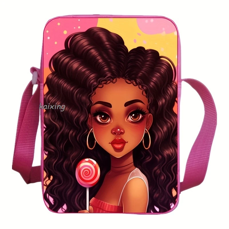 New Cute African Little Girl Zipper Crossbody Bags Women Shoulder Messenger Bag for Girl Handbag Fashion Phone Purse