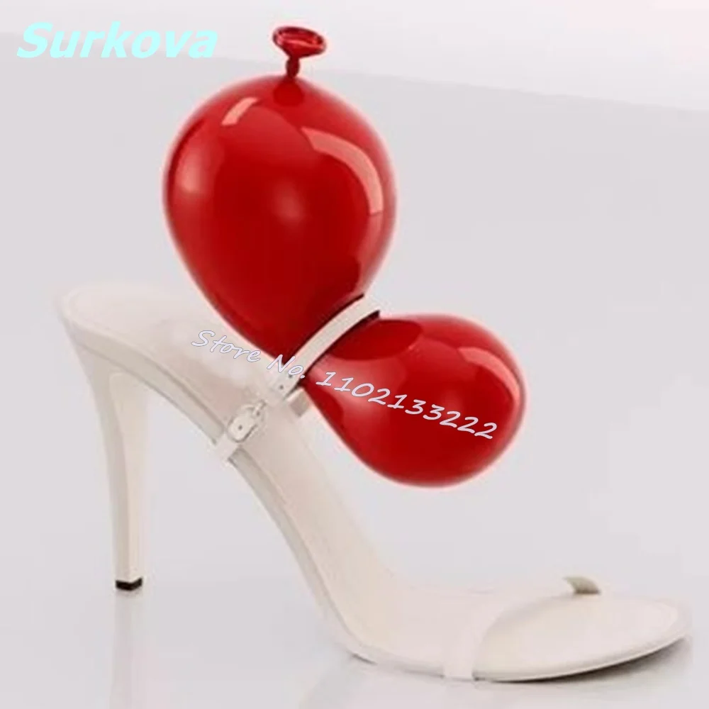 Balloon Embellished Mordern Sandals Open Toe Thin High Heels 2024 Newest Summer Fashion Women Shoes Catwalk Party Dress Stiletto