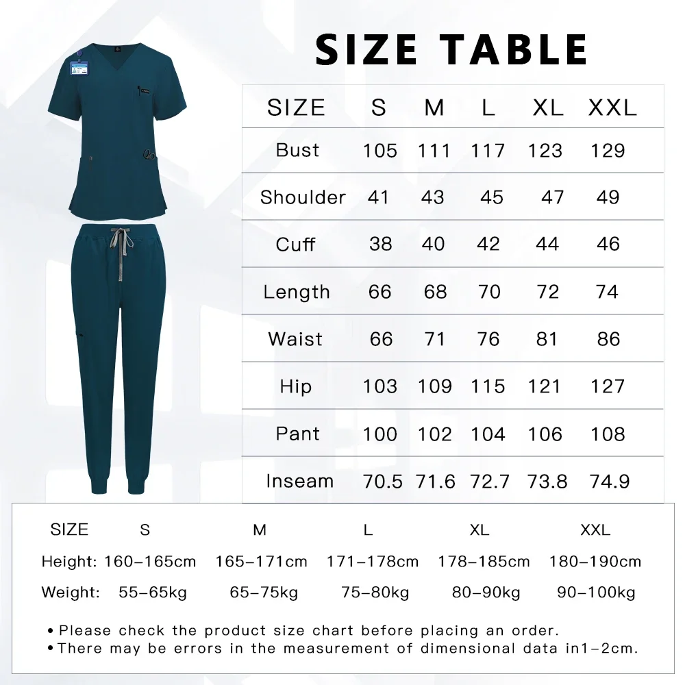 Professional Clinical Workwear Classic V-neck Scrub Set Men Women Medical Surgical Uniform Dentist Top Pants Nursing Accessories