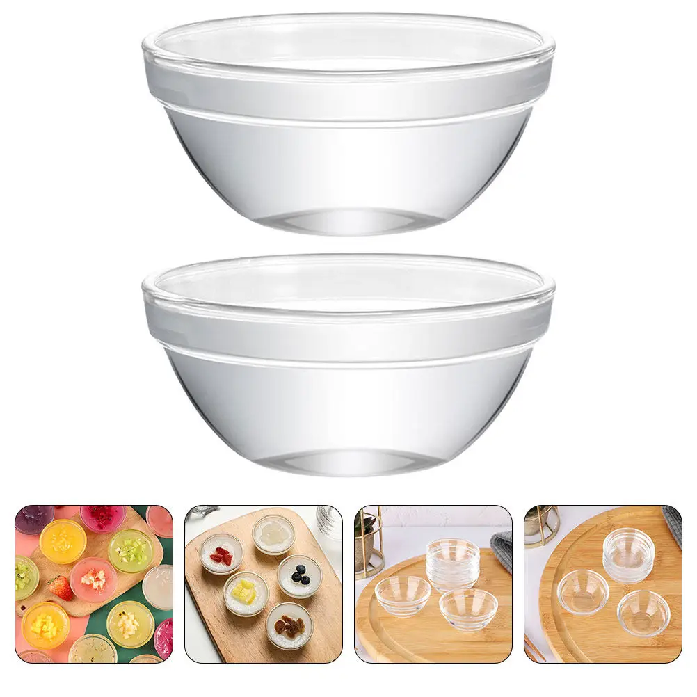 2 Tazones Pequeños de Vidrio Apilables, Transparentes, para Postres, Pudín, Gelatina, Cereales, Frutas, Nueces, Bocadillos, Uso Doméstico, en Bares y Restaurantes