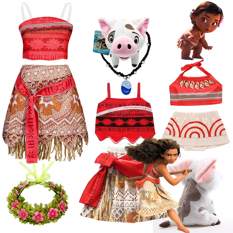 Disney Ocean Adventure Moana Cosplay Costume Carnival Party Dress Up for Girl Polynesian Vaiana Princess Moana Christmas Clothes