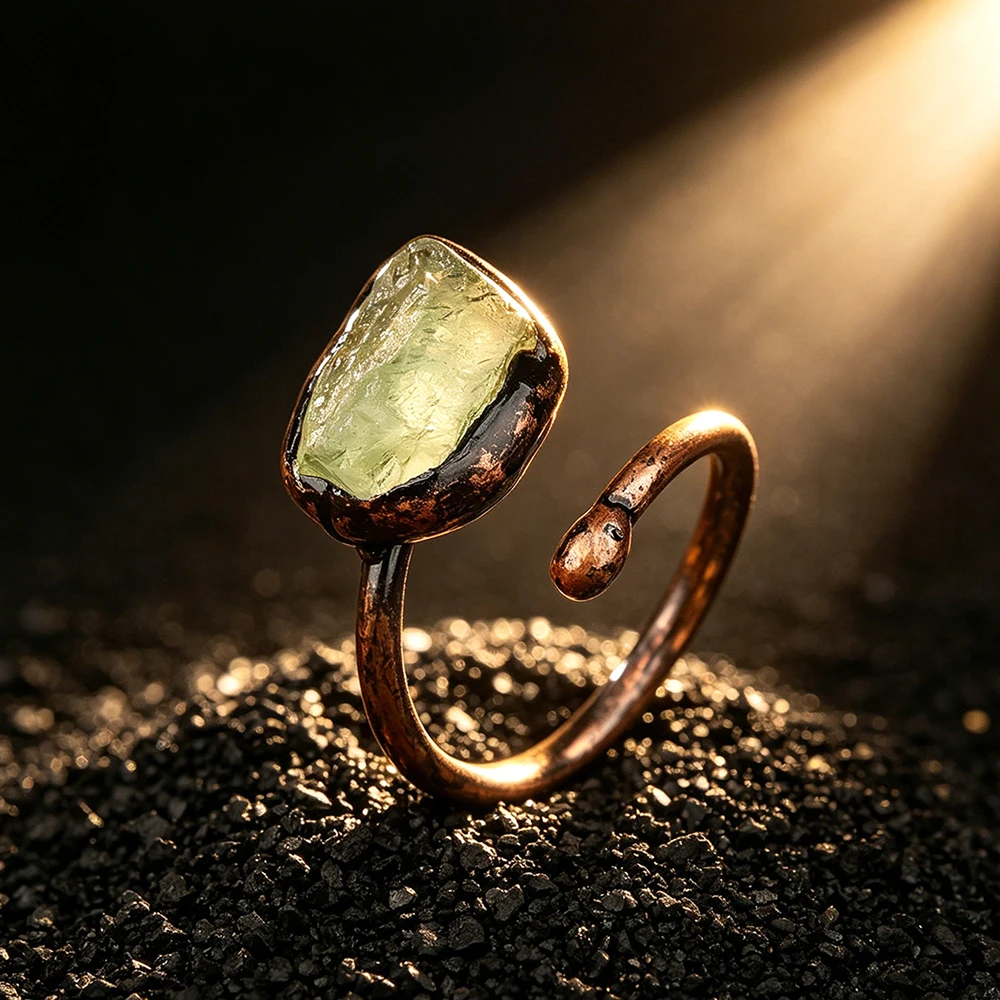 Natural Raw Crystal Healing Ring Adjustable Tone Irregular Stone Band Reiki Chakra Boho Meditation Jewelry for Women Men
