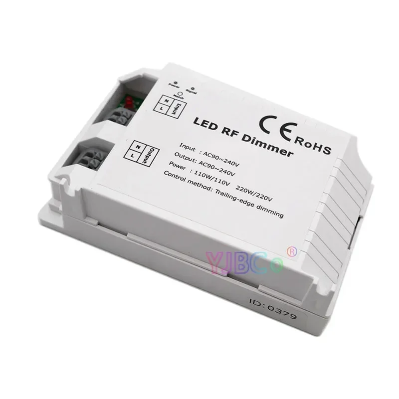 DM014 AC90-240V 220V High Voltage LED Brightness RF Dimmer Wireless 3keys Remote Controller Trailing Edge Dimming for Light Bulb