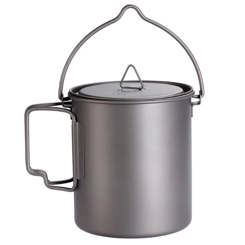 Titanium hanging pot outdoor cooker picnic pure titanium pot single pot ultra light