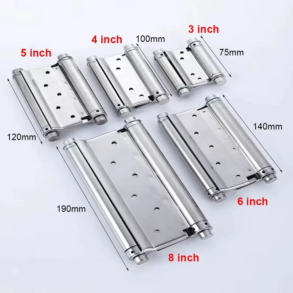 1Pcs Double Opening Door Hinge With Inner And Outer Automatic Closing Silent Hinges Thickened Spring Stainless Steel