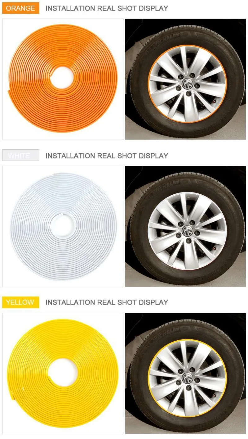 Auto-Felgenschutz-Aufkleber, Felgenrand-Dekorstreifen, Kratzfester Felgenring, Auto-Styling-Zubehör – Detail 6