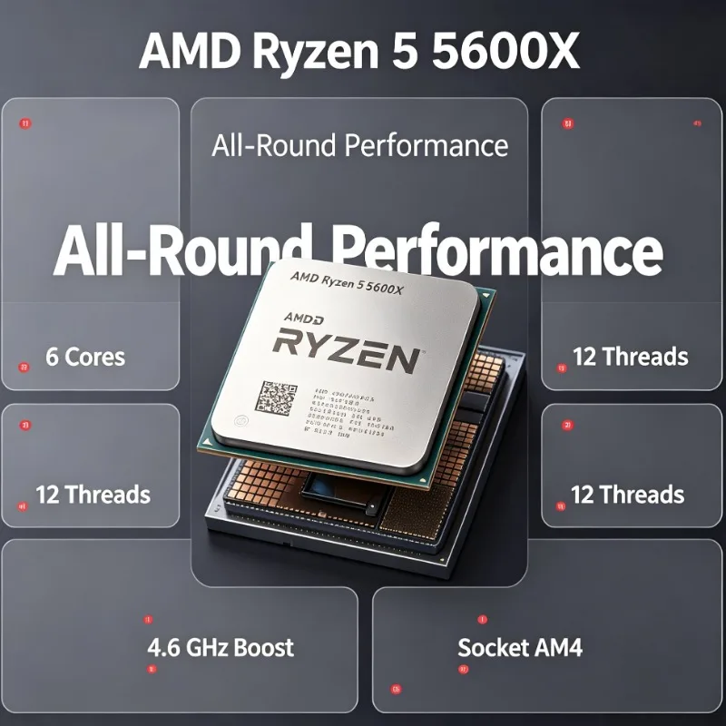 Zen3 Ryzen 5 5600X AM4 CPU 32MB L3 Cache 4.6GHz Assembly Loose Computer Part