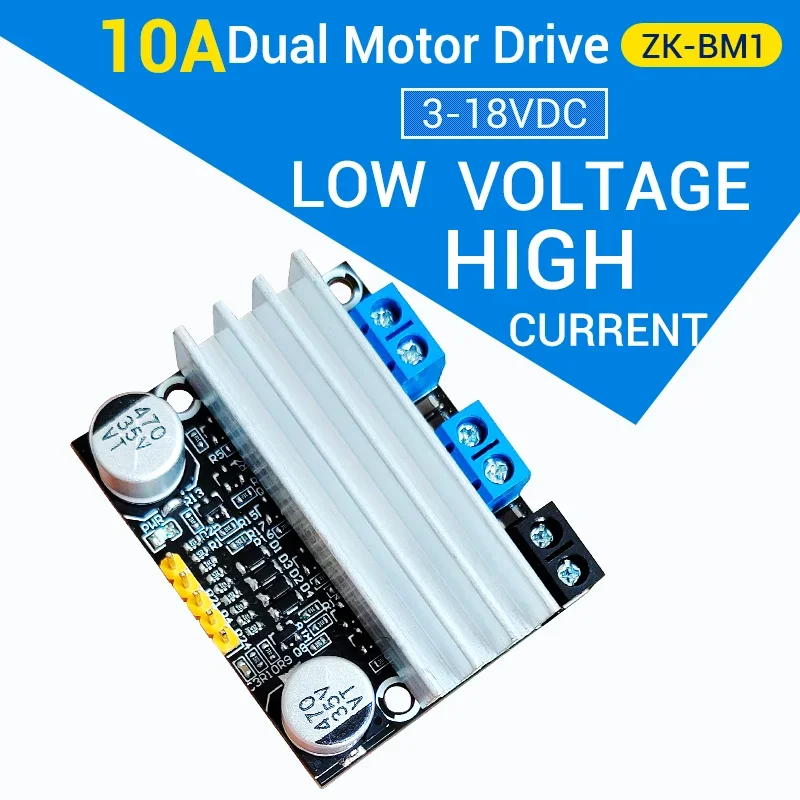 

BM1 10A Dual Channel H-bridge DC Motor Drive Module Positive And Negative PWM Speed Dimming 3-18V Low Voltage High Current