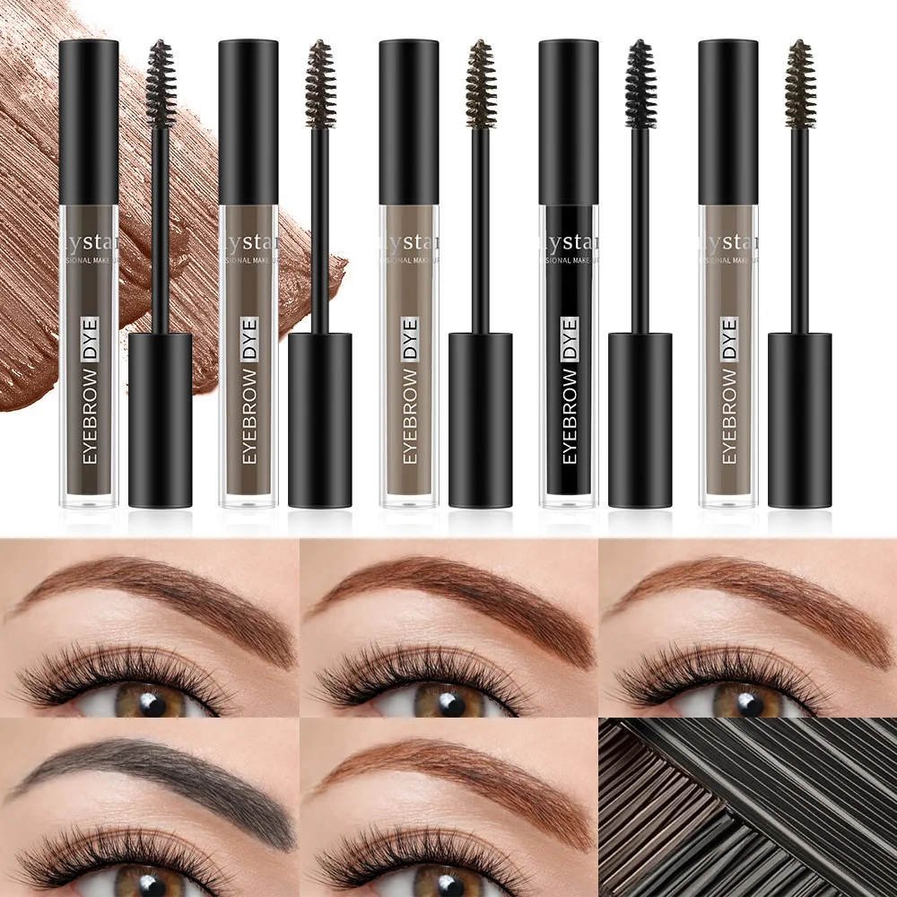 5 Color Dual Ended Liquid Brow Gel Waterproof Smudge Proof 24H Hold Feathery Natural Look for All Day Wear Eyebrows Cosmetics