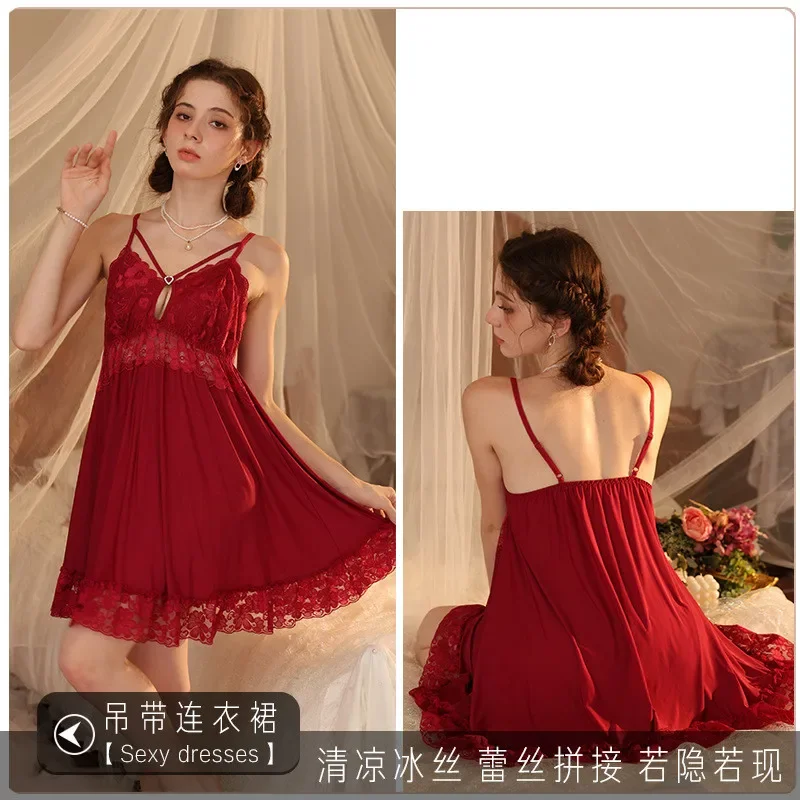 ثوب نوم نسائي صيفي مزين بالدانتيل - ملابس داخلية رفيعة ومريحة ومثيرة، الأكثر مبيعًا للتجارة الخارجية #2