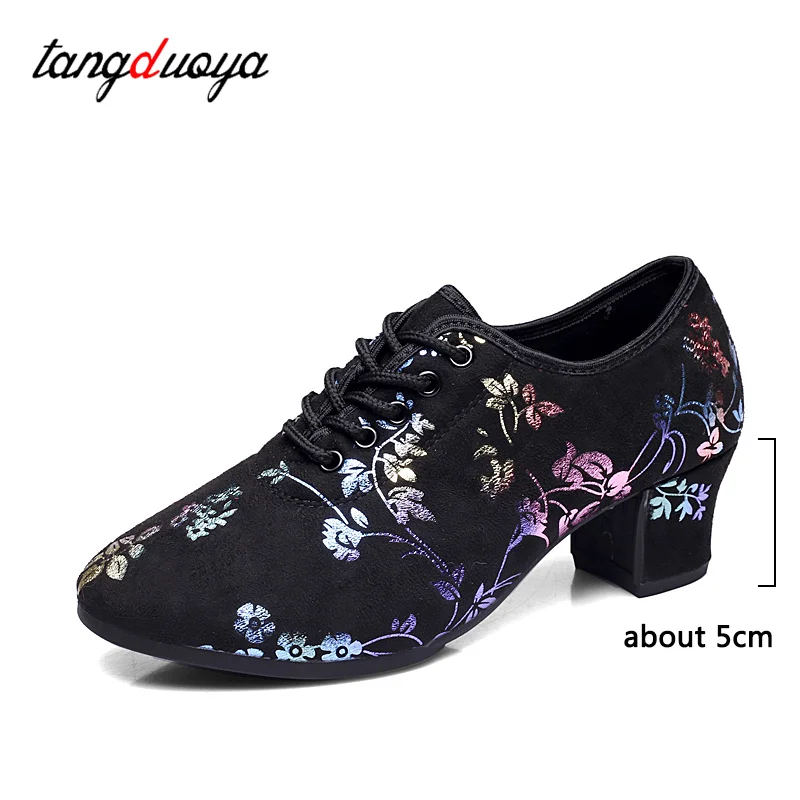 New Latin Dance Shoes Tango Salsa Girls Woman Adult Modern Ballroom Dance Shoes Teacher Shoes 3.5/5cm Oxford Sneakers