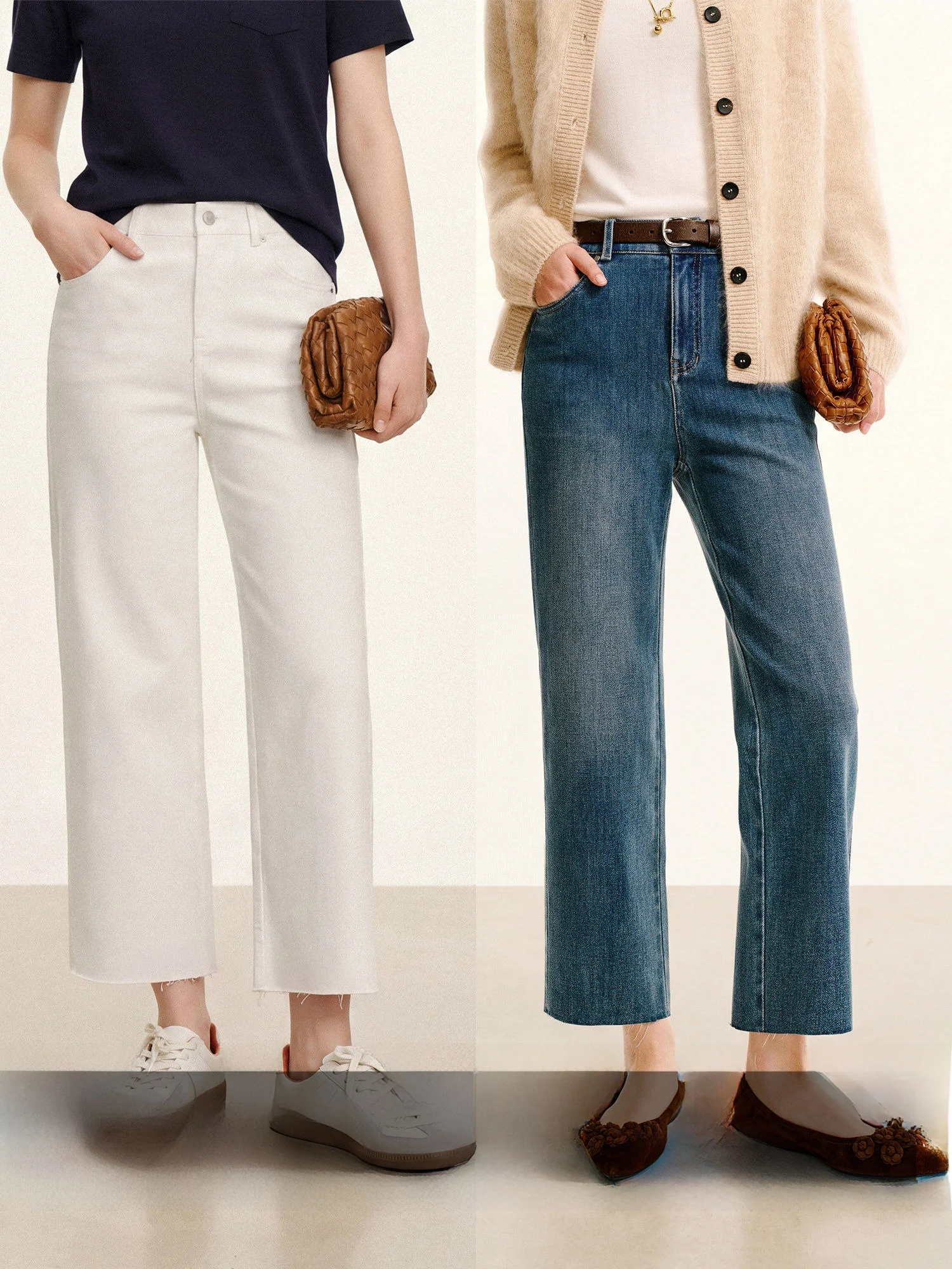 

Modern Spring Wide Leg Jeans Women's High Waist Slimming Loose Straight Cut Long Velvet Cotton Denim Casual Sle CA