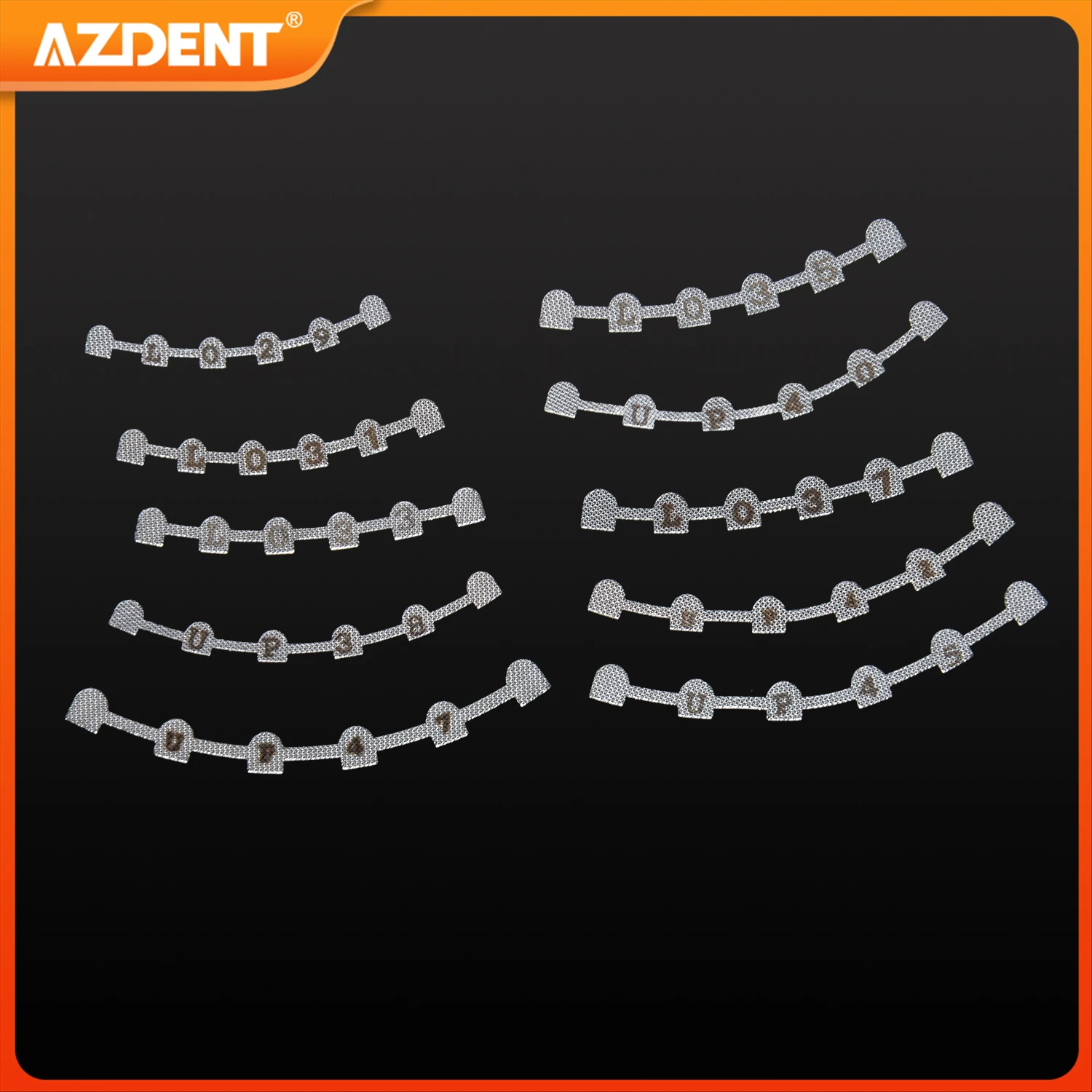 10pcs/Pack Dental Orthodontic Lingual Retainer AZDENT Bonding Splits with Laser Mark U38 # -47 #   górny L29 # -37 #   Niższy