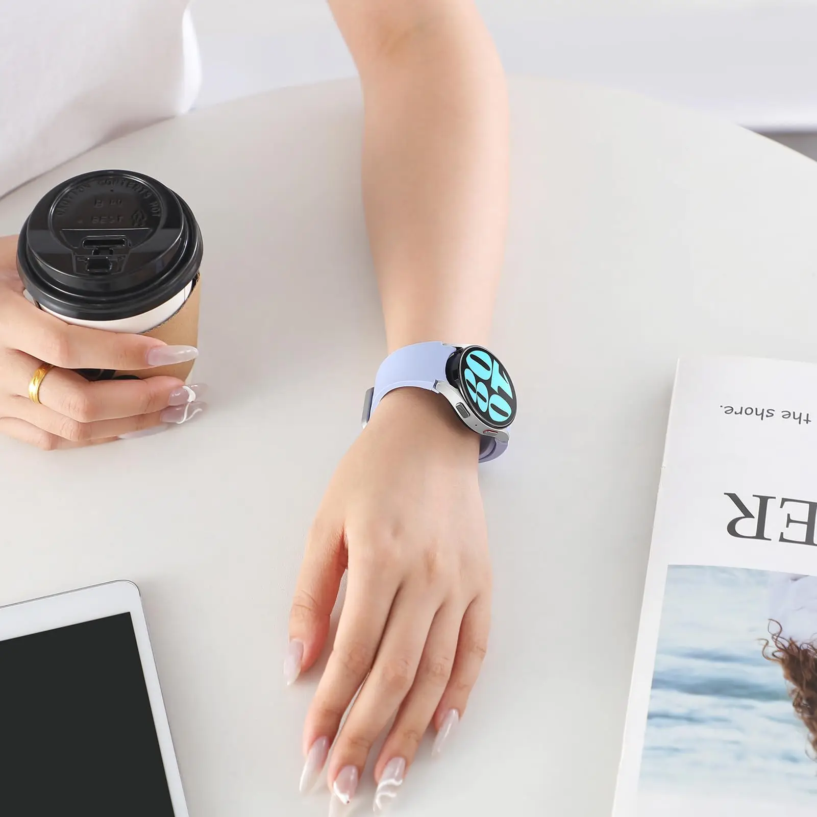 ボタンスタイルギャップなしストラップ Samsung Galaxy Watch 7/FE/6/5/4 44/40mm スポーツシリコンコレアブレスレット Galaxy Watch 6Classic バンド