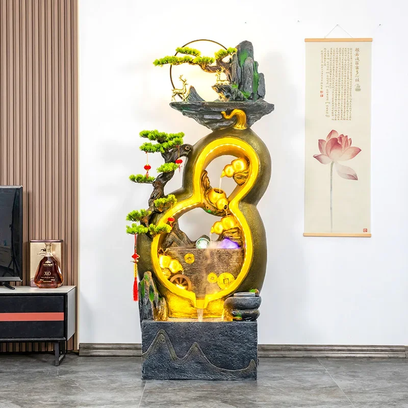 

gourd circulation, flowing water to make money, fountain ornament, office, living room, entrance, floor-to-ceiling home