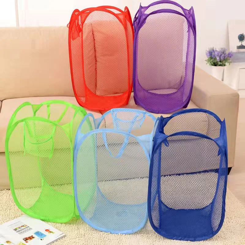 Foldable Laundry Basket for Household, Japanese Color Net, Debris Basket, Dirty Mesh, Washing Clothing Storage, Blue